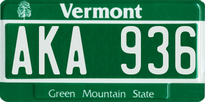 VT license plate AKA936