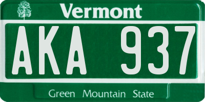VT license plate AKA937
