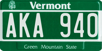 VT license plate AKA940