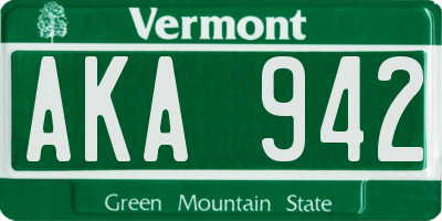 VT license plate AKA942