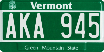VT license plate AKA945