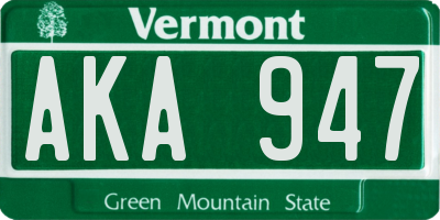 VT license plate AKA947