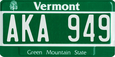 VT license plate AKA949