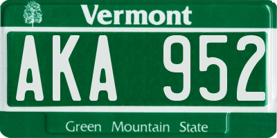 VT license plate AKA952
