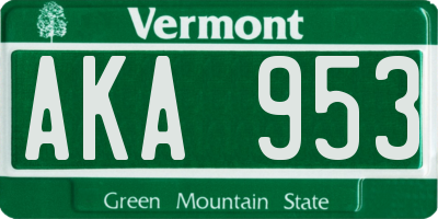 VT license plate AKA953