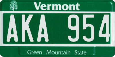 VT license plate AKA954