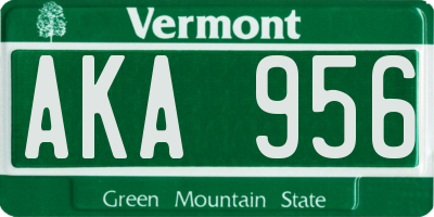 VT license plate AKA956