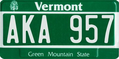 VT license plate AKA957