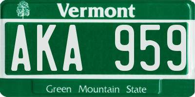 VT license plate AKA959