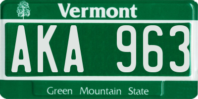 VT license plate AKA963