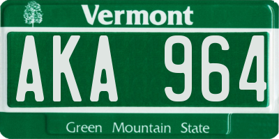 VT license plate AKA964
