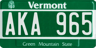 VT license plate AKA965