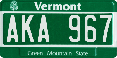 VT license plate AKA967