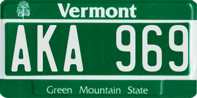 VT license plate AKA969