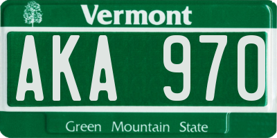 VT license plate AKA970