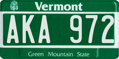 VT license plate AKA972