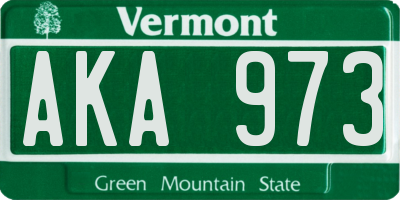 VT license plate AKA973