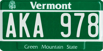VT license plate AKA978