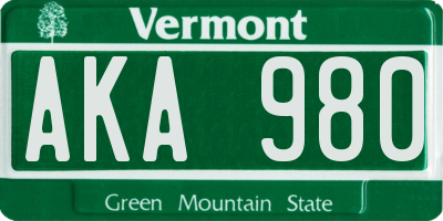 VT license plate AKA980