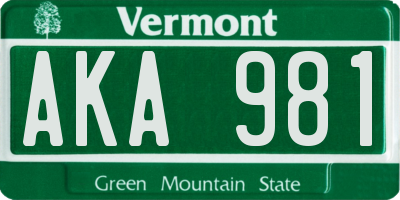 VT license plate AKA981
