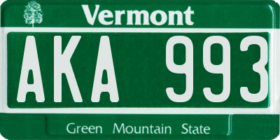 VT license plate AKA993