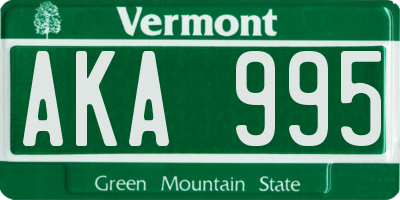 VT license plate AKA995