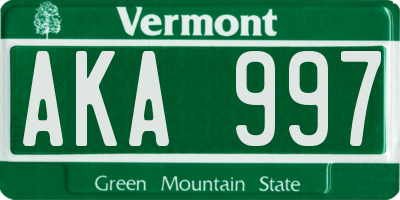 VT license plate AKA997