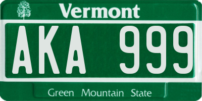 VT license plate AKA999