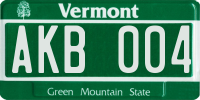 VT license plate AKB004