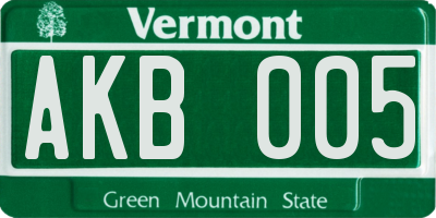 VT license plate AKB005