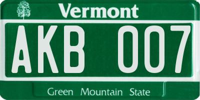 VT license plate AKB007