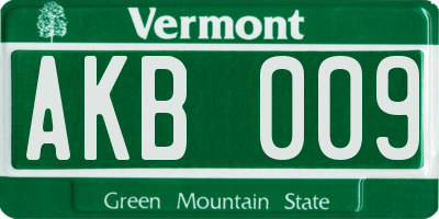 VT license plate AKB009