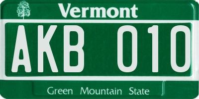 VT license plate AKB010