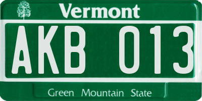 VT license plate AKB013