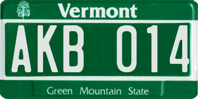 VT license plate AKB014