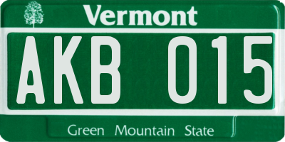 VT license plate AKB015