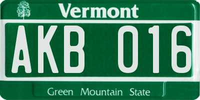 VT license plate AKB016
