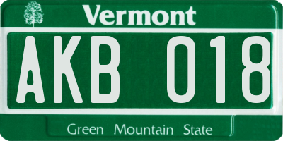VT license plate AKB018