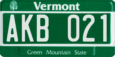 VT license plate AKB021