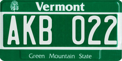 VT license plate AKB022