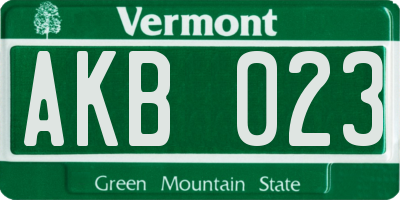 VT license plate AKB023