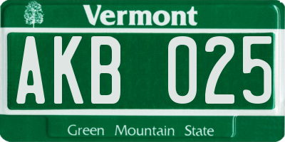 VT license plate AKB025