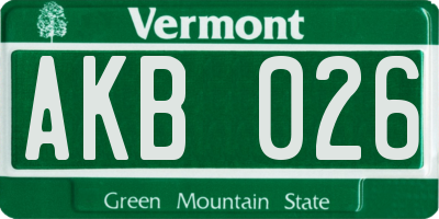 VT license plate AKB026