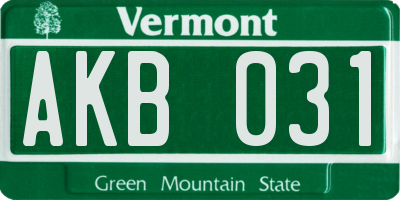 VT license plate AKB031