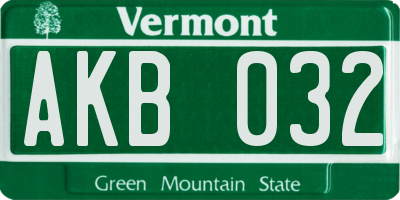VT license plate AKB032