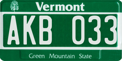 VT license plate AKB033