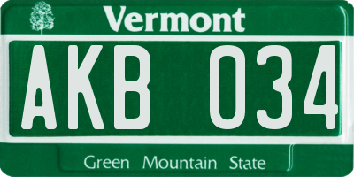 VT license plate AKB034