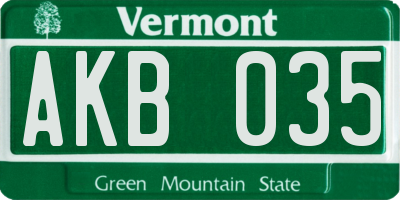 VT license plate AKB035