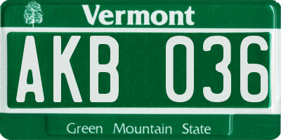 VT license plate AKB036