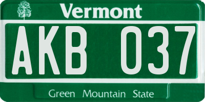 VT license plate AKB037